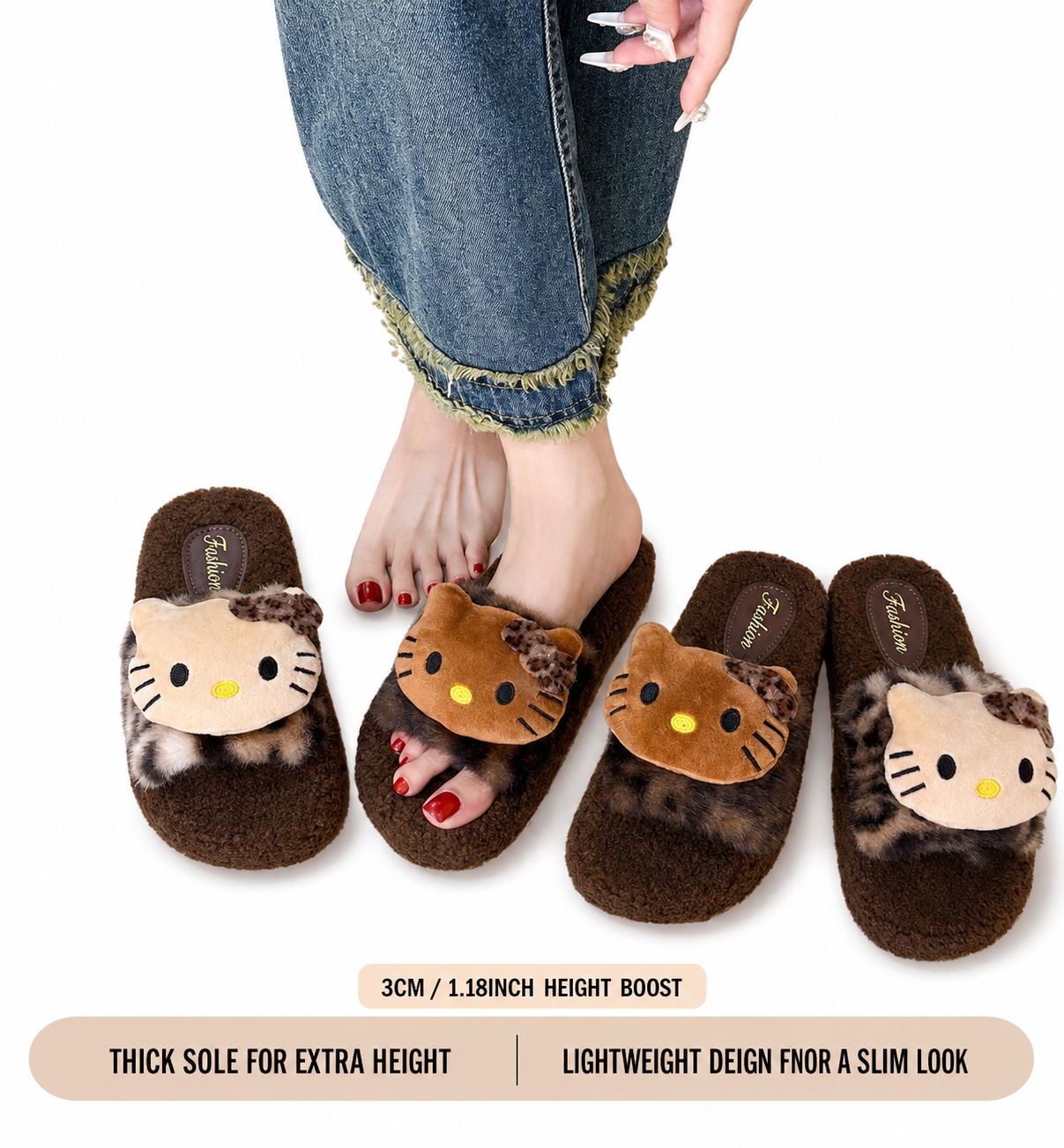 Cute Cartoon Cat Plush Slippers