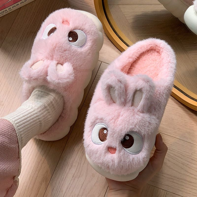 Winter cotton slippers for women, indoor, home use, slip-resistant, warm, couples’ design, with a headband for men, winter version with fleece lining for warmth