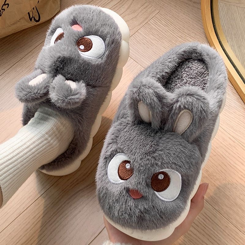 Winter cotton slippers for women, indoor, home use, slip-resistant, warm, couples’ design, with a headband for men, winter version with fleece lining for warmth