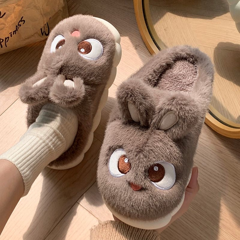 Winter cotton slippers for women, indoor, home use, slip-resistant, warm, couples’ design, with a headband for men, winter version with fleece lining for warmth