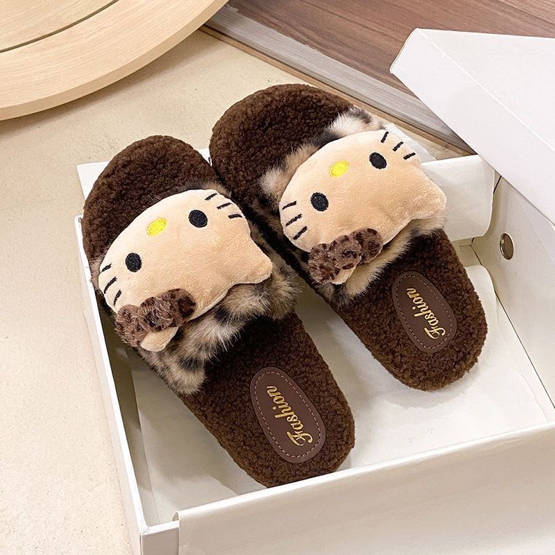 Cute Cartoon Cat Plush Slippers