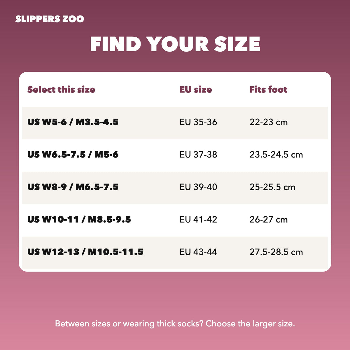 Fluffy Baby Slippers US size chart