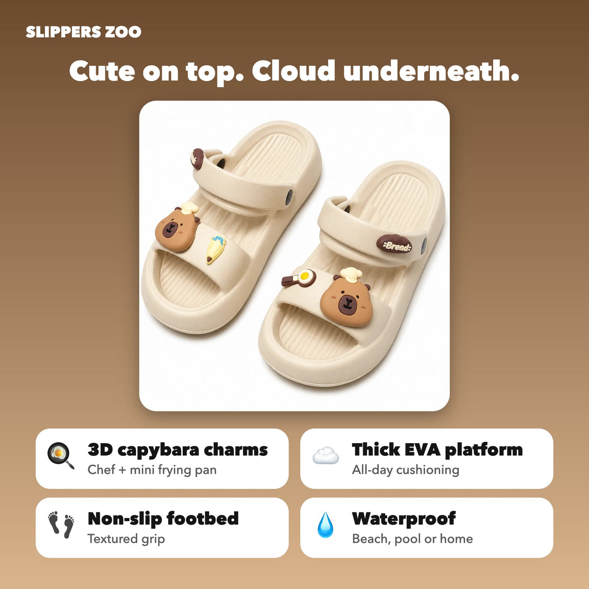 Cozy Capybara Cloud Slides feature highlights