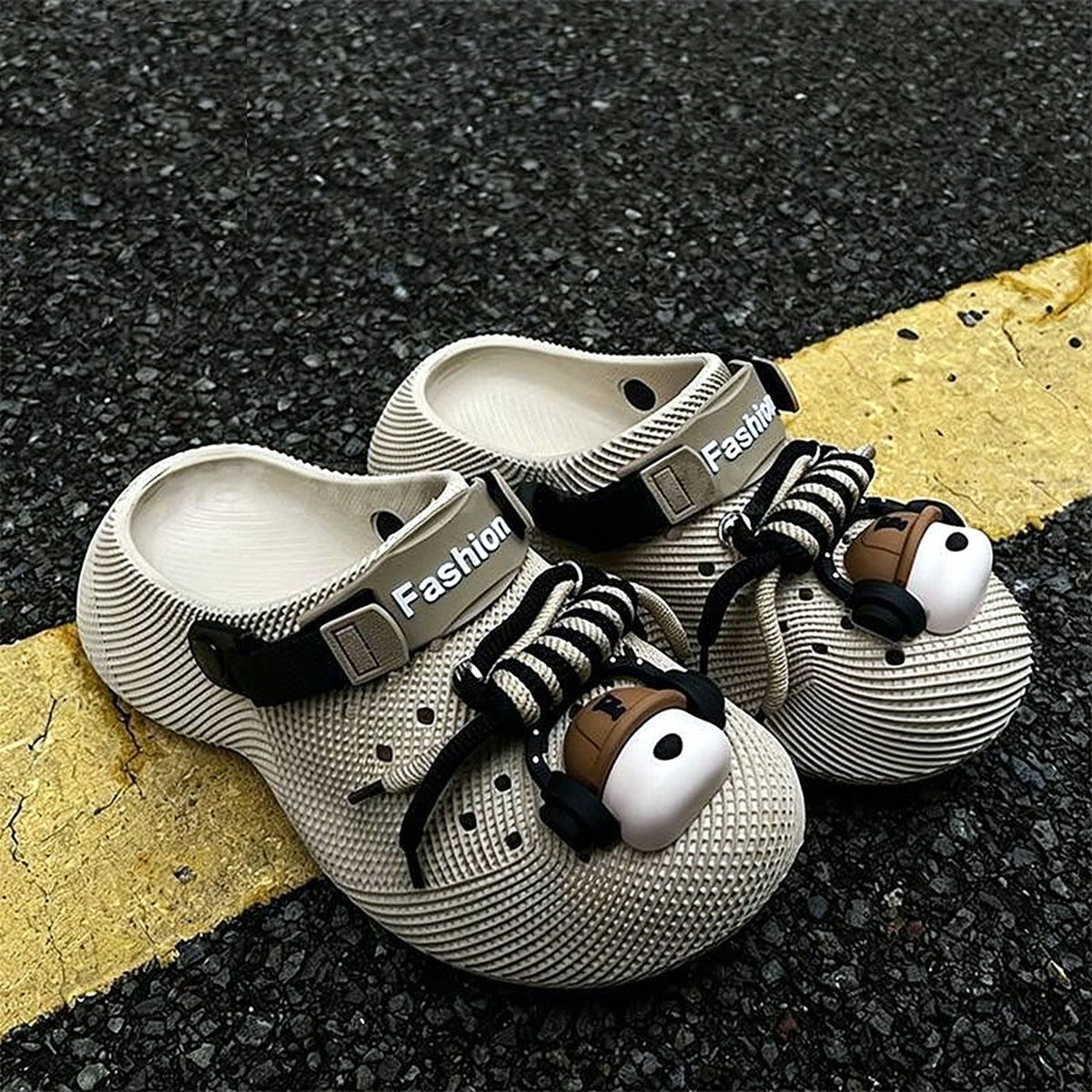 Puppy Beats Cloud Clogs worn at home