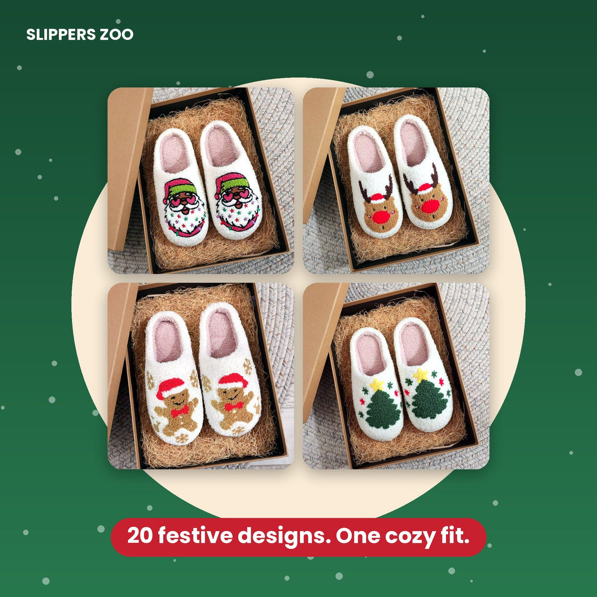 Cozy Christmas Embroidered Slippers