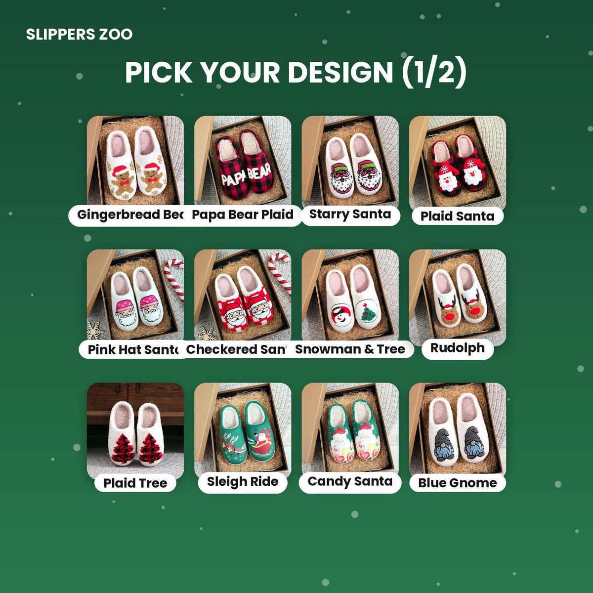 Cozy Christmas Embroidered Slippers design chart