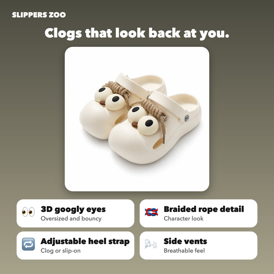 Googly Eye Clogs feature highlights