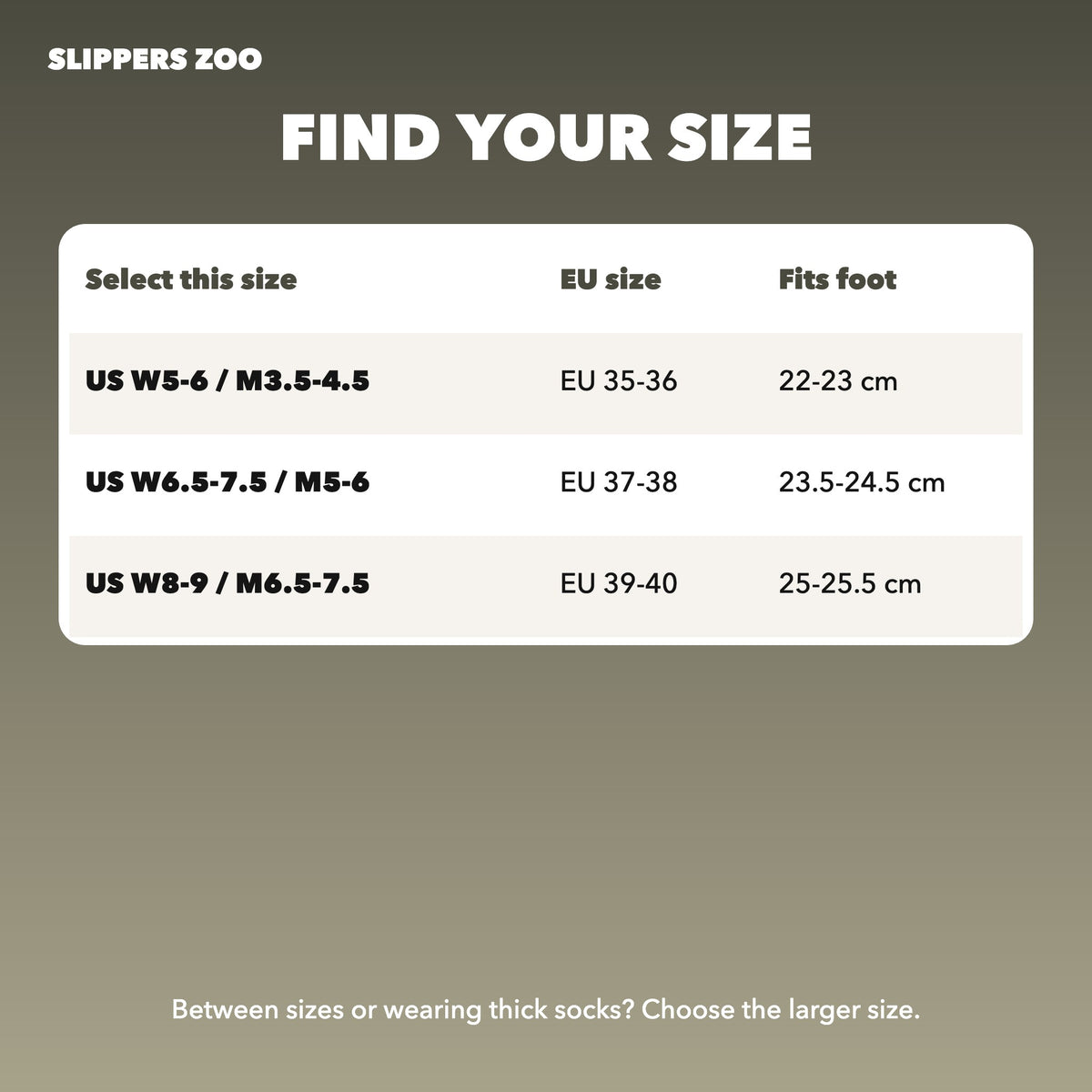 Googly Eye Clogs US size chart