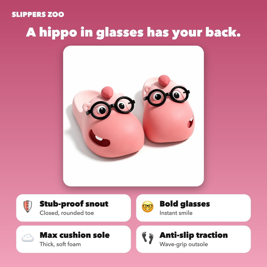 Clever Hippo Slippers feature highlights