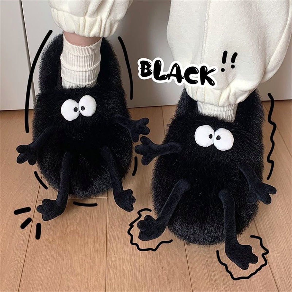 Fuzzy Critter Slippers worn at home
