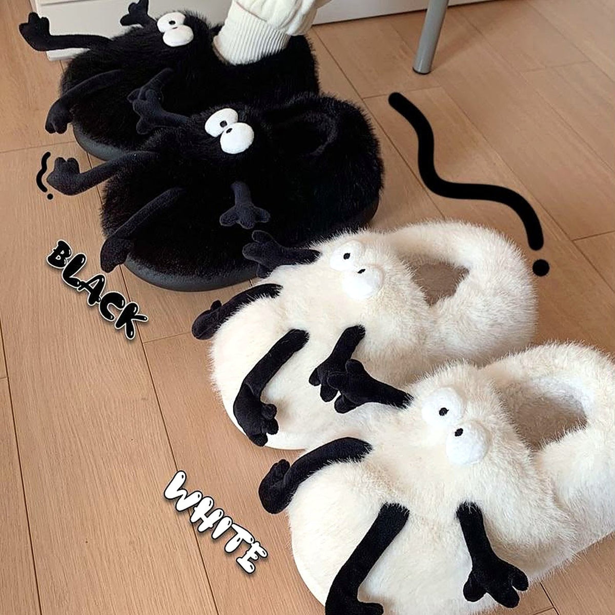 Fuzzy Critter Slippers worn at home