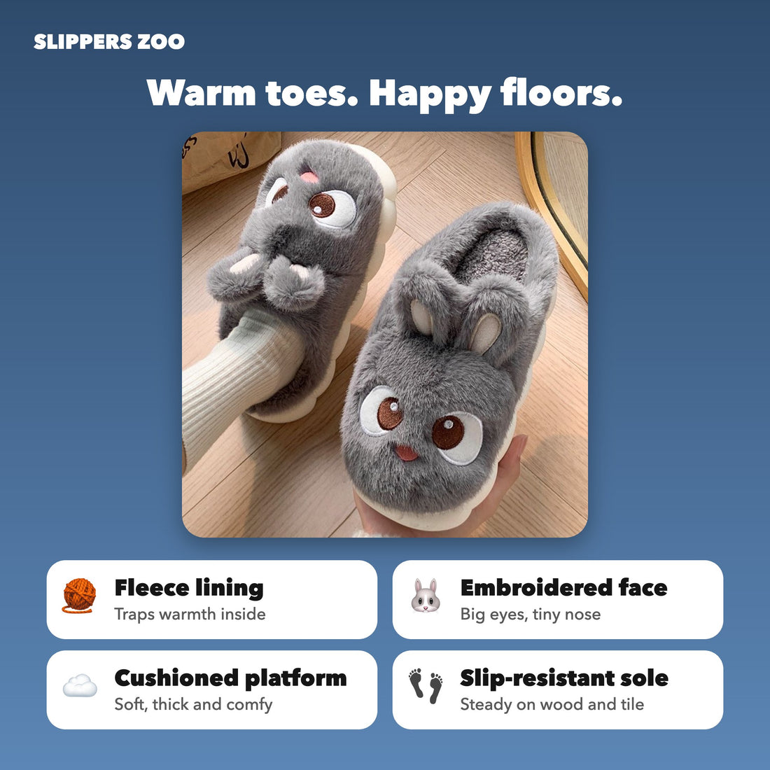 Cute Rabbit Fluffy Slippers feature highlights