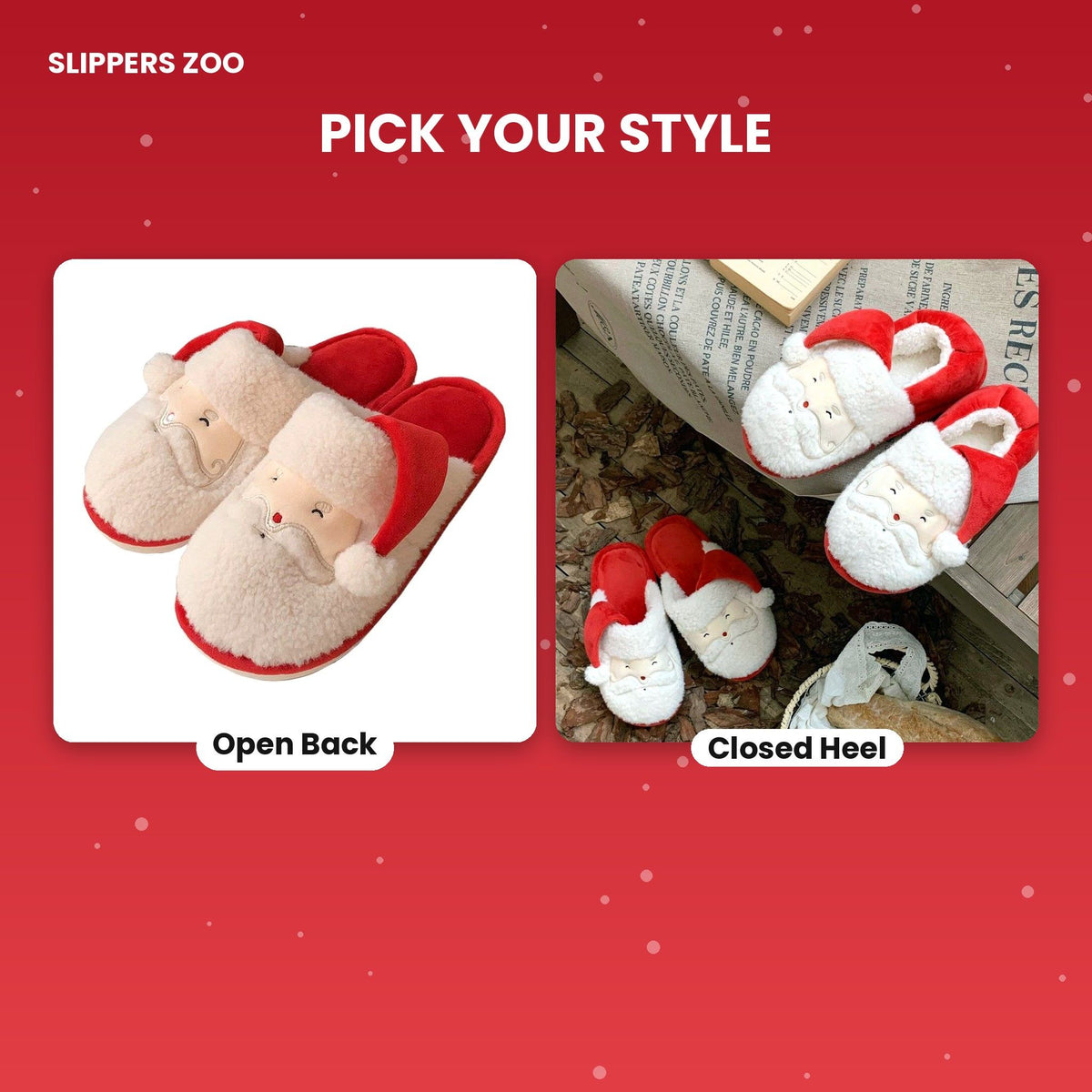 Jolly Santa Fluffy Slippers colours and styles