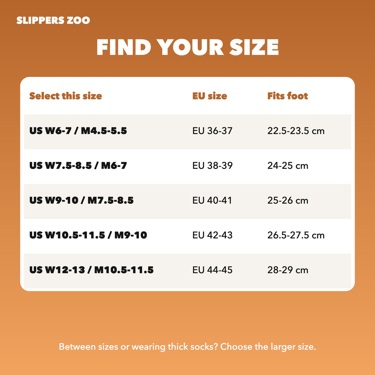 Boo Skull Fluffy Slippers US size chart